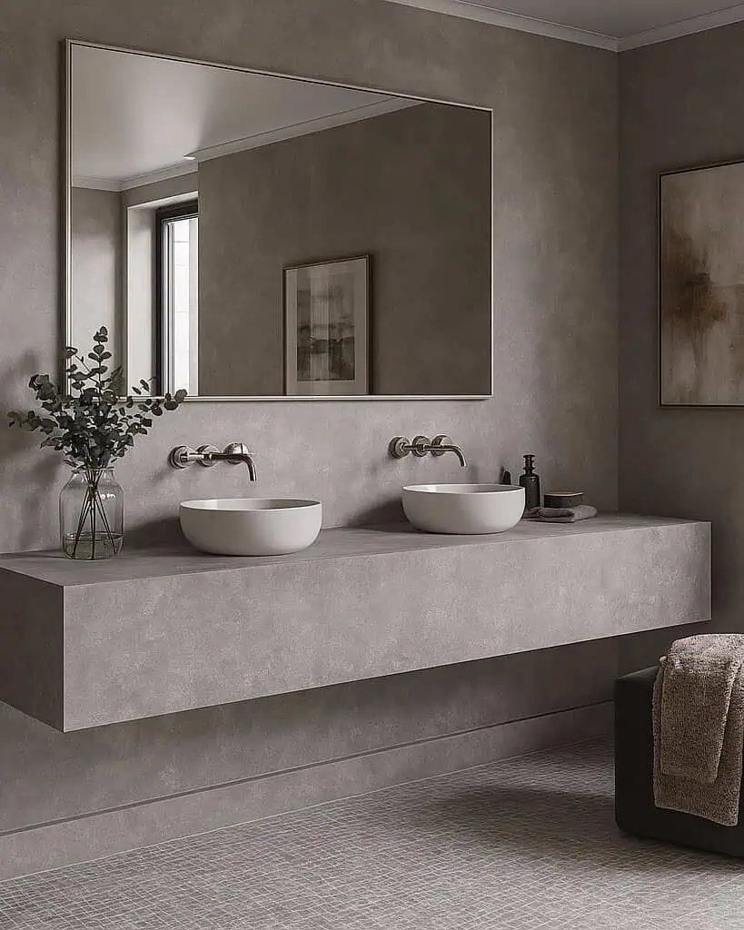 Concrete Silver Porcelain Bathroom Vanity