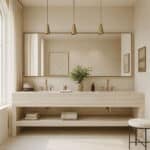 Travertino Light Vein Cut Porcelain Bathroom Vanity 