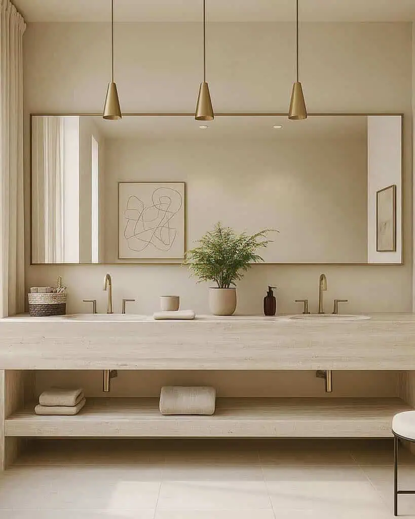 Travertino Light Vein Cut Porcelain Bathroom Vanity