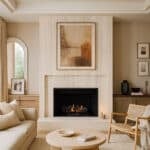 Travertino Light Vein Cut Porcelain Fireplace Surround 
