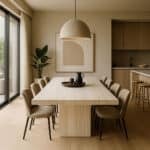 Travertino Light Vein Cut Porcelain Dining Table 